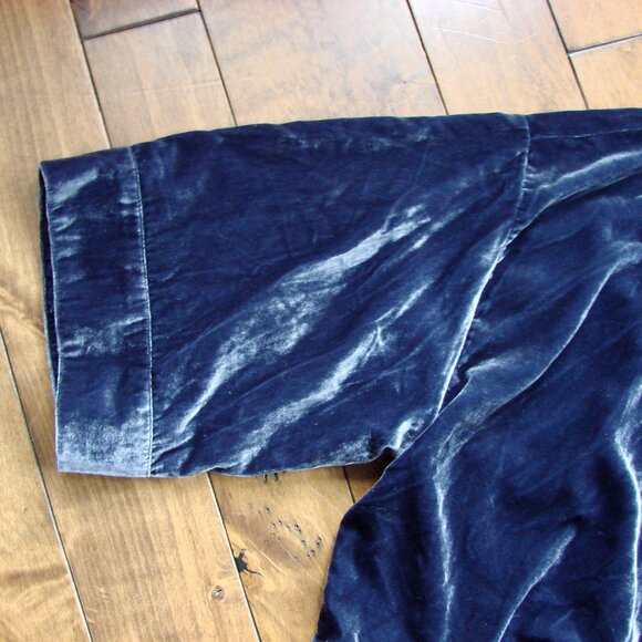 By Anthropologie Esme Blue Velvet Kimono Jacket Loose Fit Open Front Size Medium - Picture 9 of 11